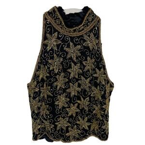 Mark & John by Gopal 100% Silk Sleevless Sequin Blouse Top Women Size Medium